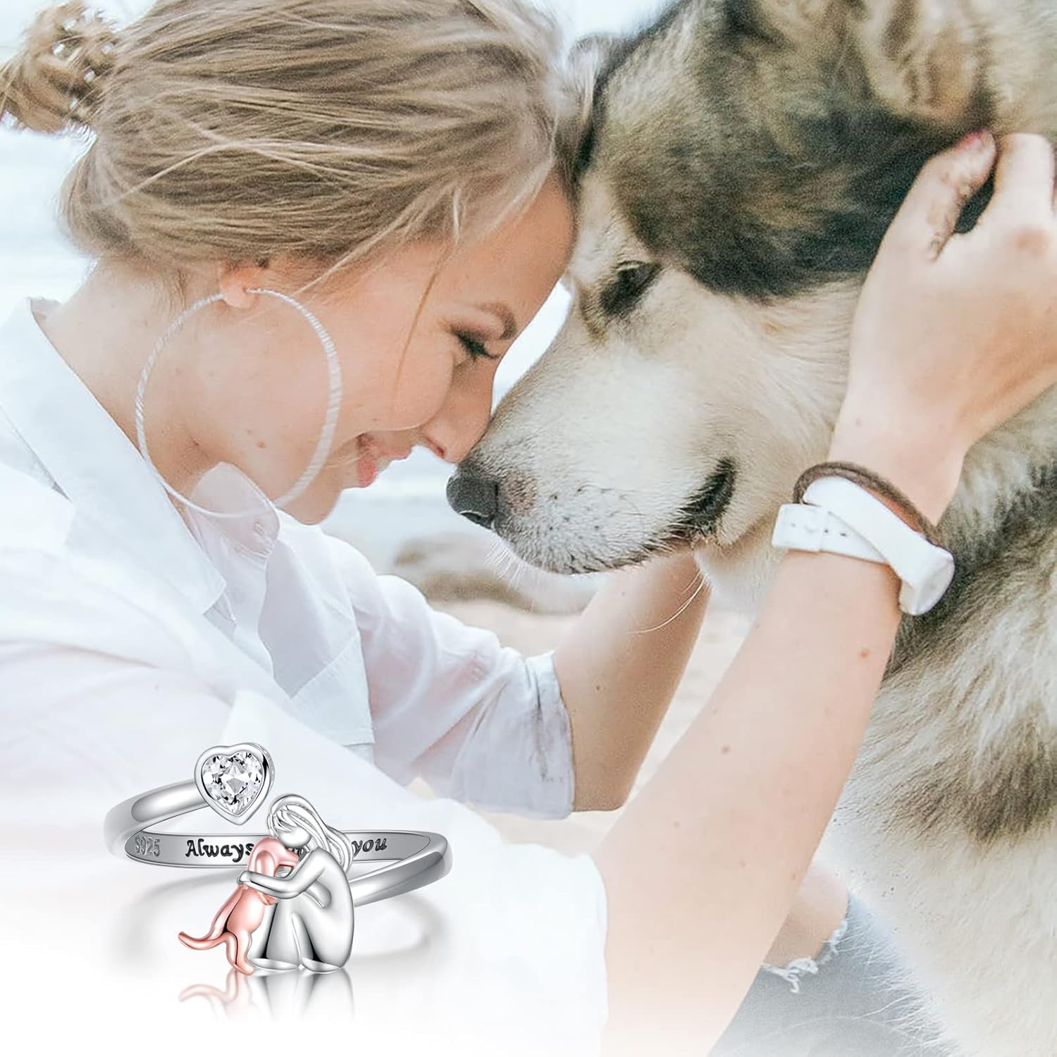 Anel Abraço de Cão Rosa
