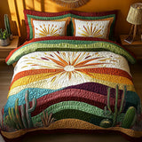 Conjunto de Roupa de Cama Acolchoada de 3 Peças Pôr-do-sol entre cactos