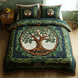 Conjunto de Roupa de Cama Acolchoada de 3 Peças Árvore da Vida