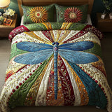 Conjunto de Roupa de Cama Acolchoada de 3 Peças Libélula Dourada