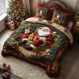 Conjunto de Roupa de Cama Acolchoada de 3 Peças Momento do Pai Natal