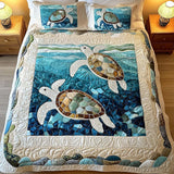 Conjunto de Roupa de Cama Acolchoada de 3 Peças Tartarugas